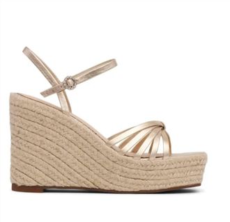Cinq &agrave; Sept Womens Helen Metallic Espadrille Wedge In Beige