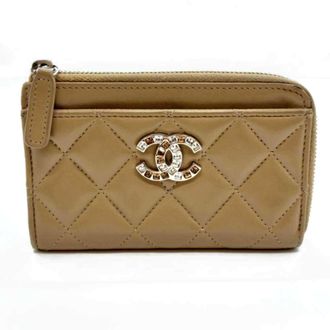Chanel Matelasse Beige Light Brown Leather Pochette (Pre-Owned)