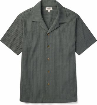Bonobos Textured Stripe Knit Cotton Blend Camp Shirt in Balsam Green 18-5606 Tcx at Nordstrom, Size Xx-Large