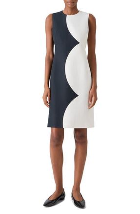 Akris Cloud Cotton & Silk Blend Sheath Dress in Black-Ecru at Nordstrom, Size 10