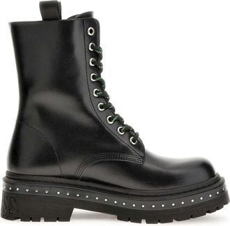 Guess Zwarte Enkellaarsjes - Dames - Veterlaarzen - Zwart - 41 EU - Schoenen