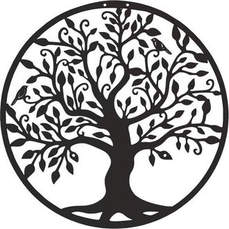 OEM 1 Pieza, Silueta Met&aacute;lica Del &Aacute;rbol De La Vida Para Decoraci&oacute;n De Pared, Regalo Para Interiores Y Exteriores, Negro, 40x40cm