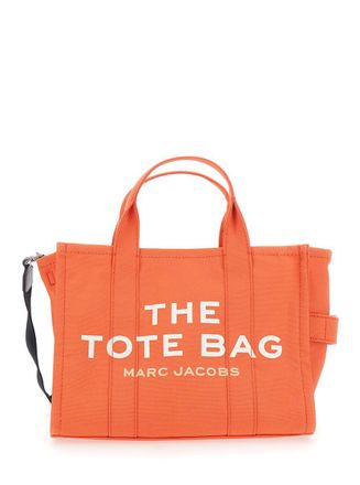 Marc Jacobs The Medium Tote Orange Tote Bag With Contrasting Logo Lettering On The Front In Cotton Woman