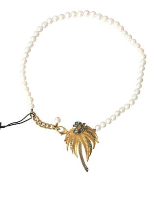 Dolce & Gabbana Gouden Messing Kristal Parels Boom Hanger Ketting
