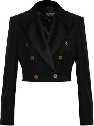 Dolce & Gabbana Double-breasted jas in wolgabardine - Dames - Blazers - Zwart - XS - Wol - Jassen