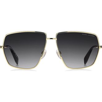 Marc Jacobs 60mm Gradient Square Sunglasses in Gold Black/Dark Grey Sf at Nordstrom