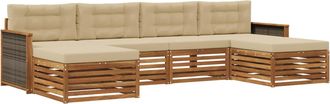 vidaXL Conjunto De Sof&aacute;s De Exterior 6 Uds. Madera De Acacia S&oacute;lida Vidaxl