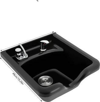 OEM Lavabo Para Champ&uacute;, Construcci&oacute;n De Abs Resistente, Dise&ntilde;o Para Montaje En Pared, Color Negro