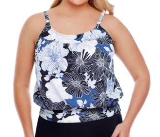 Shape Solver Plus Size Blouson Tankini Top In Chelsea Floral