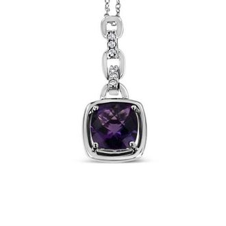 House of Brilliance Silver Purple Amethyst and Diamond Accented Bale Inch Pendant Necklace in White at Nordstrom