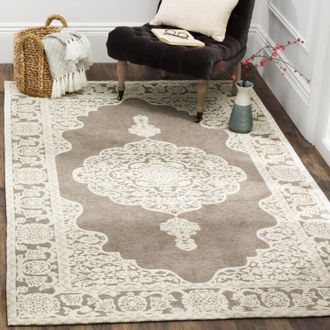 Safavieh Marbella Hand Made Area rug, Light Grey / Ivory Traditional Style Non-Shedding