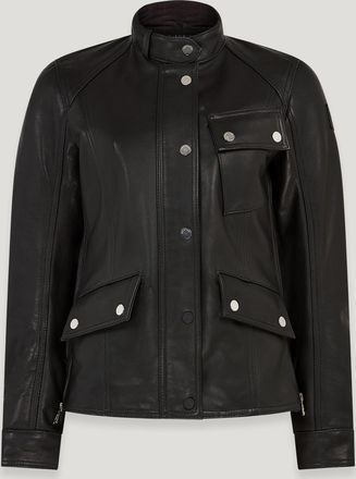 Belstaff Penrith Motorcycle Jacket Womens Calf Leather Black Size 2XL