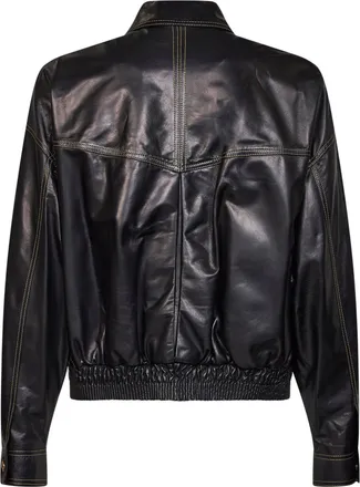 Versace Mens Leather Blouson Black Nappa Multicolour Calf Bomber Jackets