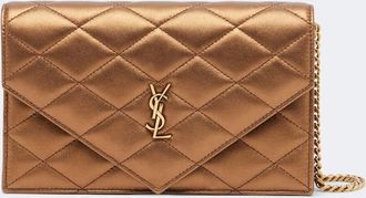 Saint Laurent Cartera con cadena Paris de piel metalizada