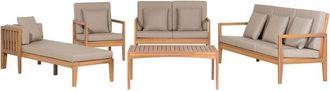 Beliani Conjunto De Jard&iacute;n 7 Plazas De Madera De Acacia Certificada Clara Cojines Pataja