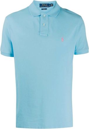 Polo Ralph Lauren Tops, Heren, Blauw, M, Katoen, Katoenen poloshirt met korte mouwen