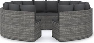 vidaXL 8 Pcs Set Sofas De Jard&iacute;n Con Cojines De Mimbre Gris
