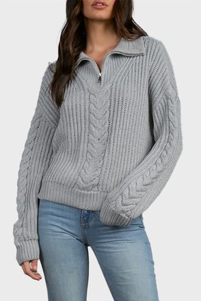 Elan Seed Stitch Shawl Collar Sweater In Charcoal