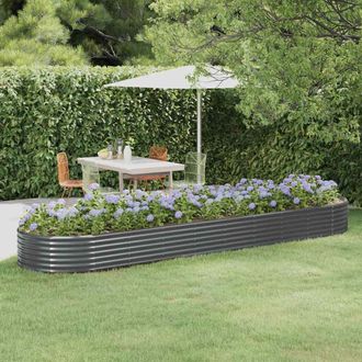 vidaXL Vidaxl - Jardinera Arriate Acero Galvanizado Antracita 396x100x36cm