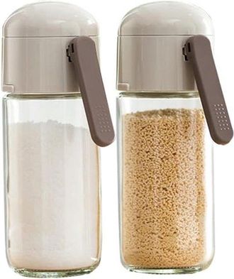 OEM Juego De 2 Saleros Y Pimenteros, Salero Resistente A La Humedad Tapa Pl&aacute;stico, Dispensador Especias Recargable Cocina Viajes, 250 Ml, Gris C&aacute;lido