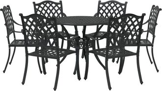 vidaXL 7-Piece Garden Dining Set - Black Cast Aluminium vidaXL
