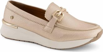 Andrea Womens Buckle Wedge Loafer In Gold
