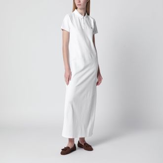 Polo Ralph Lauren Long dress in white cotton with logo