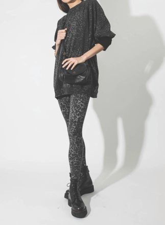 Ragdoll LA R13 Denim Leggings In Anthracite Leopard