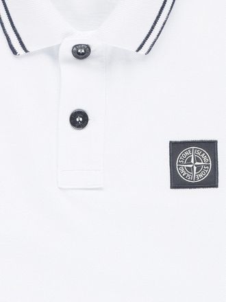 Stone Island Boys Polo Shirt White Cotton T-shirts And Polos