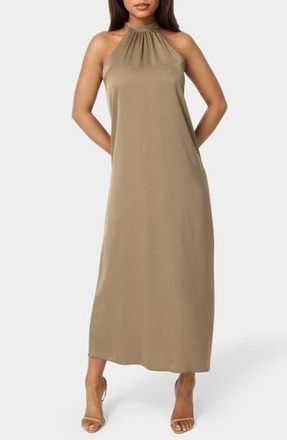 Bebe Crushed Satin Mock Neck Maxi Dress in Mocha at Nordstrom Rack, Size X-Small