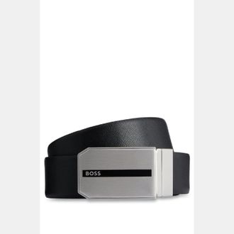 HUGO BOSS Accessories Boss Ginn Italian Leather Reversible Belt in Black