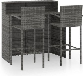 vidaXL Set De Muebles De Bar De Jard&iacute;n 3 Piezas Gris Vidaxl