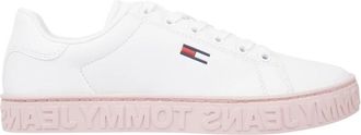 Tommy Jeans Roze Leren Sneakers - Dames - Sneakers - Roze - 37 EU - Schoenen