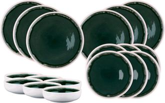 Björn Borg Juego de vajilla OXYGEN - 18 Piezas - Verde y gris