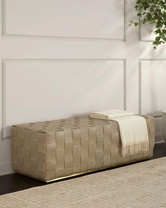 Arteriors Lakewood Woven Leather Bench, 54