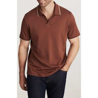 34 Heritage Riviera Tipped Pima Cotton Polo in Cappuccino at Nordstrom, Size Xx-Large