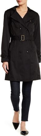 Cole Haan Cole Haan Hooded Double-Breasted Trench Coat in Black at Nordstrom Rack, Size X-Small
