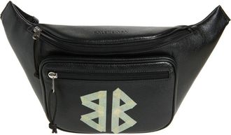 Balenciaga Explorer Tape Logo Leather Belt Bag in 1004 Washed Black at Nordstrom