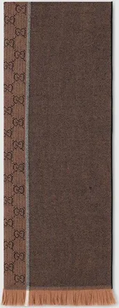 Gucci GG Wool Jacquard Scarf, Brown, Wool