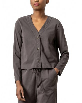 Lilla P Mixed Media Cardigan In Iron