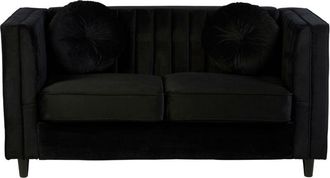 Premier Housewares Farah 2 Seat Black Velvet Sofa