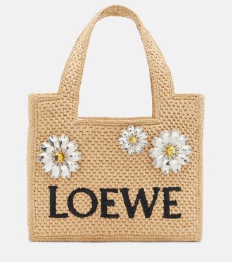 Loewe Paulas Ibiza embellished raffia top-handle bag