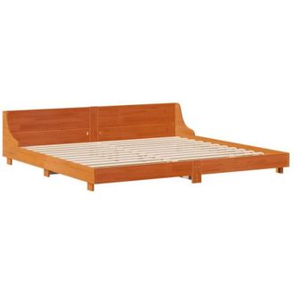 vidaXL Vidaxl - Cama Sin Colch&oacute;n Madera Maciza De Pino Marr&oacute;n Cera 200x200 Cm