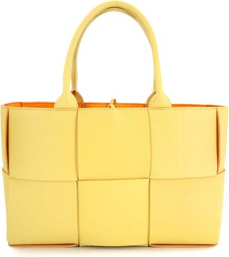 Bottega Veneta Orange Yellow Leather Handbag Pouch Tote Bag (Pre-Owned)