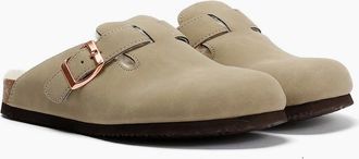 Original Penguin Womens Penguin Poppy Fur Suede Womens Sand Mules - Cream - Size: 6