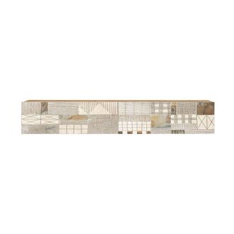 Mobili Rebecca Mueble tv suspendido con 2 puertas blanco y marr&oacute;n claro, l 180 cm