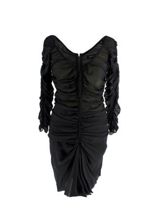 Isabel Marant Black Chiffon Ruched Mini Dress Size XS