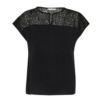 Cream Zwart Kant Blouse - Dames - Blouses & Shirts - Zwart - Maat: S Polyamide