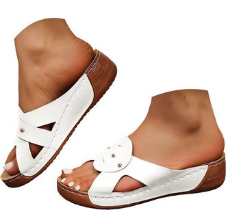 Generic Orthopedic Sandals with Arch Support Flip Flops for Women Wedge Sandals Comfortable Walking Sandals Cushion Platform Sandals Dressy Summer Slip on San