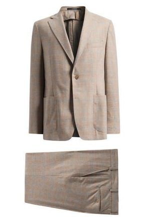 Vince Icon Relaxed Fit Stretch Wool & Cashmere Suit in Grey/Camel at Nordstrom Rack, Size 48 Regular